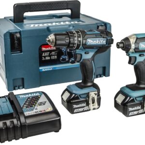 Makita DLX2131JX 18V accu klopboormachine DHP482 + slagschroevendraaier DTD152 combiset (2x 3.0Ah accu) in Mbox