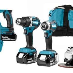 Makita DLX4103W 18 V Combiset voor allround boor-, schroef- en slijpwerk 3x 5,0 Ah accu's