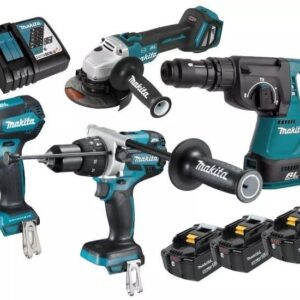 Makita DLX4104TJ1 Combiset - DHP486 Accu Klopboormachine + DGA513 Haakse Slijper + DHR243Z boorhamer + DTD153 slagschroevendraaier | 18v