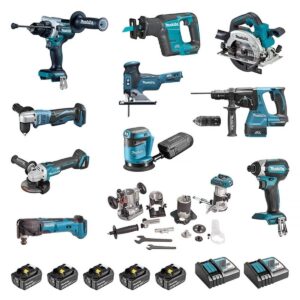 Makita DLX1108TJ1 Comboset 18V 11 machines - 5 x accu 18V 5.0Ah + 2 x oplader