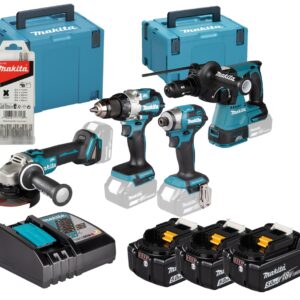 Makita DLX4196JX1 LXT 18V Combiset 4 machines 3x 5.0Ah accu's en lader in 2 M-boxen